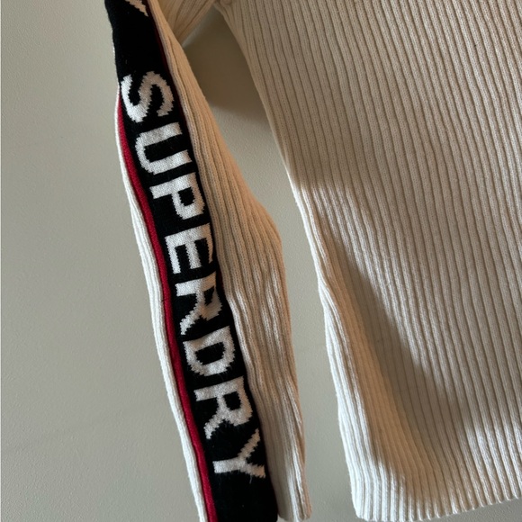 Superdry White Cotton Creck Sweater - Picture 5 of 6